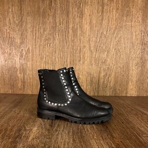 Dolce Vita Black Leather Rugged Sole Chelsea Boots